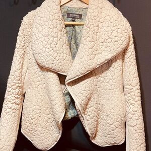 CoffeeShop Textured Cream Teddy Jacket